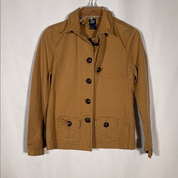 GAP Jackets & Blazers - GAP WOMENS TAN BUTTON COTTON UTILITY JACKET XS